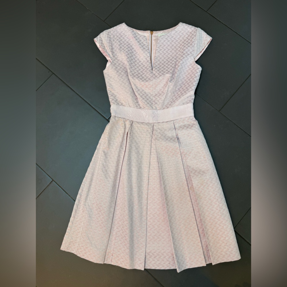 Ted Baker Light Pink Chevron Midi Dress